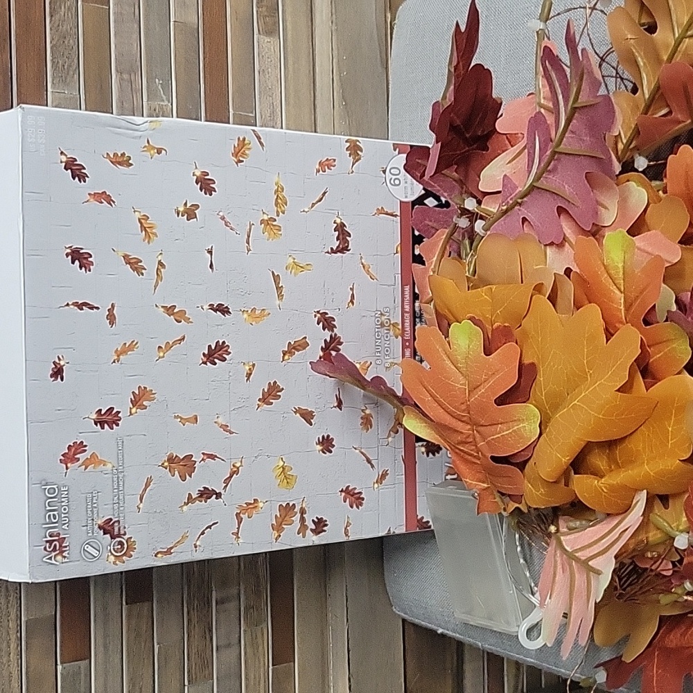 Ashland Faux Fall Leaf Garland  Lights. Orange and Red